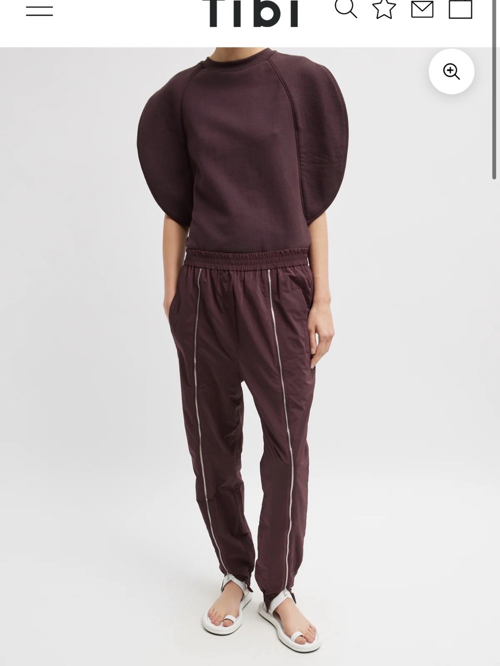 Tibi Nylon Zipper Joggers - sold out Malbec color